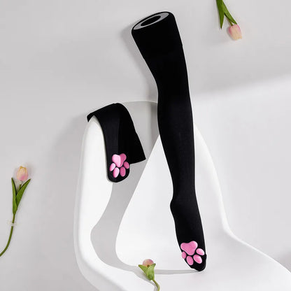 E-Girl Viral Cat Toe Gothic Lolita Thigh High Socks Women Kawaii Harajuku Stockings Female Lingerie 3D Padded Cat Paw Long Socks Sexy Compression Stockings Christmas Socks