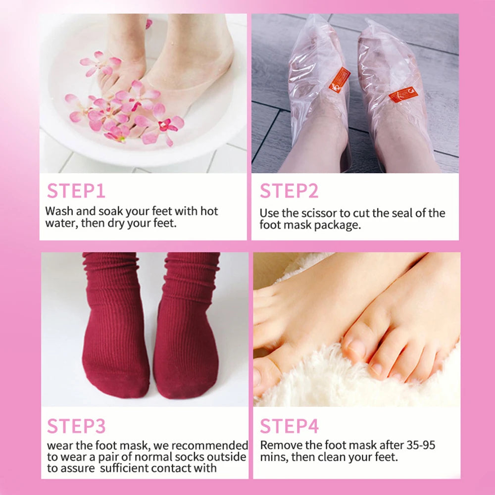 5 Pair Exfoliating Foot Mask Foot SPA Pedicure Socks Remove Dead Skin Whitening Heels Feet Peeling Anti-Cracked Foot Skin Care