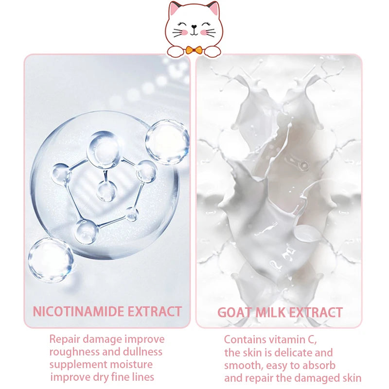 5 Bags ( 5 pairs ) Niacinamide Goat Milk Rejuvenation Cat Hand Mask Moisturizing Whitening Tender Skin Care Exfoliating Calluses Repairing