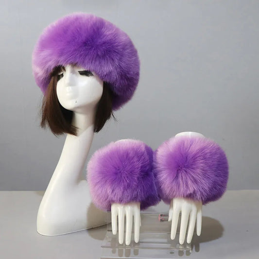 New Autumn Winter Caps Female Hats Cuffs Set Fashion Warmth Imitation Quality Design