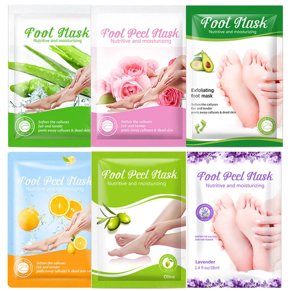 5 Pair Exfoliating Foot Mask Foot SPA Pedicure Socks Remove Dead Skin Whitening Heels Feet Peeling Anti-Cracked Foot Skin Care