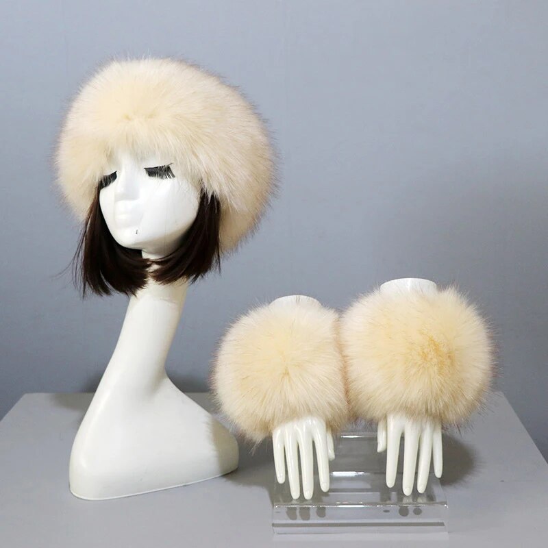 New Autumn Winter Caps Female Hats Cuffs Set Fashion Warmth Imitation Quality Design