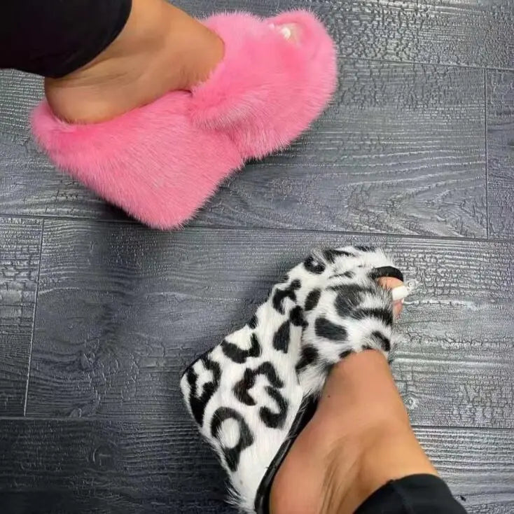 Kawaii E-Girl Y2K 2024 Tik Tok Gyaru Gal HimeGal Bimbo Baddies Fashion Luxury Fur Wedges ( Fur Heels )