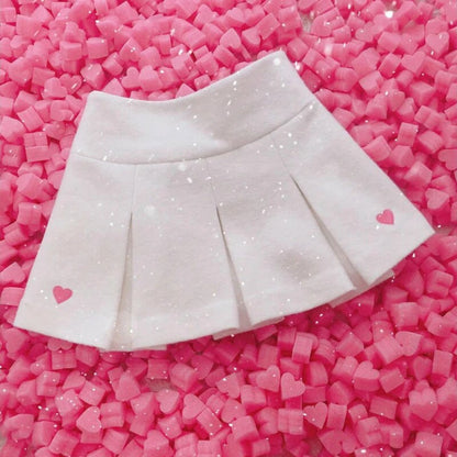 Harajuku Fashion Kawaii High Waist Women Skirt Heart Embroidery Pleated Short Elastic Waist Mini Skirts Japanese Style E-Girl Goth Lolita A-Line Skirt/ Sweater