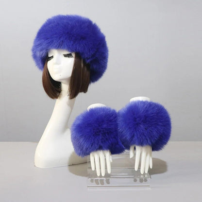 New Autumn Winter Caps Female Hats Cuffs Set Fashion Warmth Imitation Quality Design