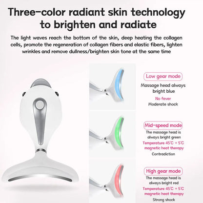 RF&EMS Lifting Beauty LED Face Skin Care +3 Colors Facial Liftin Neck Massager Photon Therapy Heating Wrinkle Removal