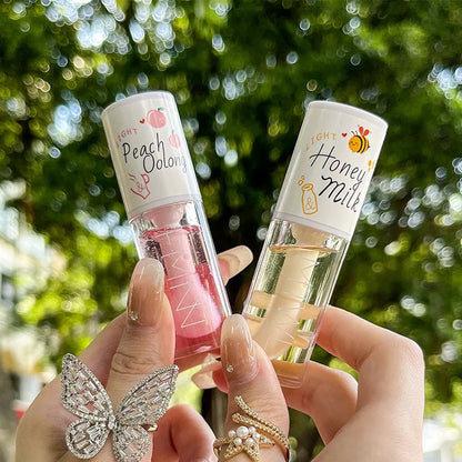 Kawaii Lip Gloss Peach Lip Oil Long Lasting Non-sticky Moisturizes  Lip Tint Lip Plumper Lip Care Serum Lip Care Cosmetic