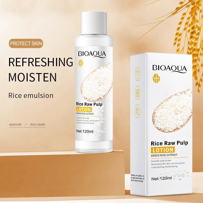 6pcs/set BIOAQUA Rice Raw Pulp Skin Care Sets Face Cream Serum Anti wrinkle Moisturizing Facial Cleanser Toner Korean Face Care