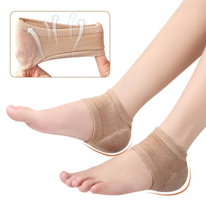 Gel Silicone Heel Protector Sleeve Heel Pads Heel Cups Plantar Fasciitis Support Feet Care Skin Repair Cushion Half-yard Socks