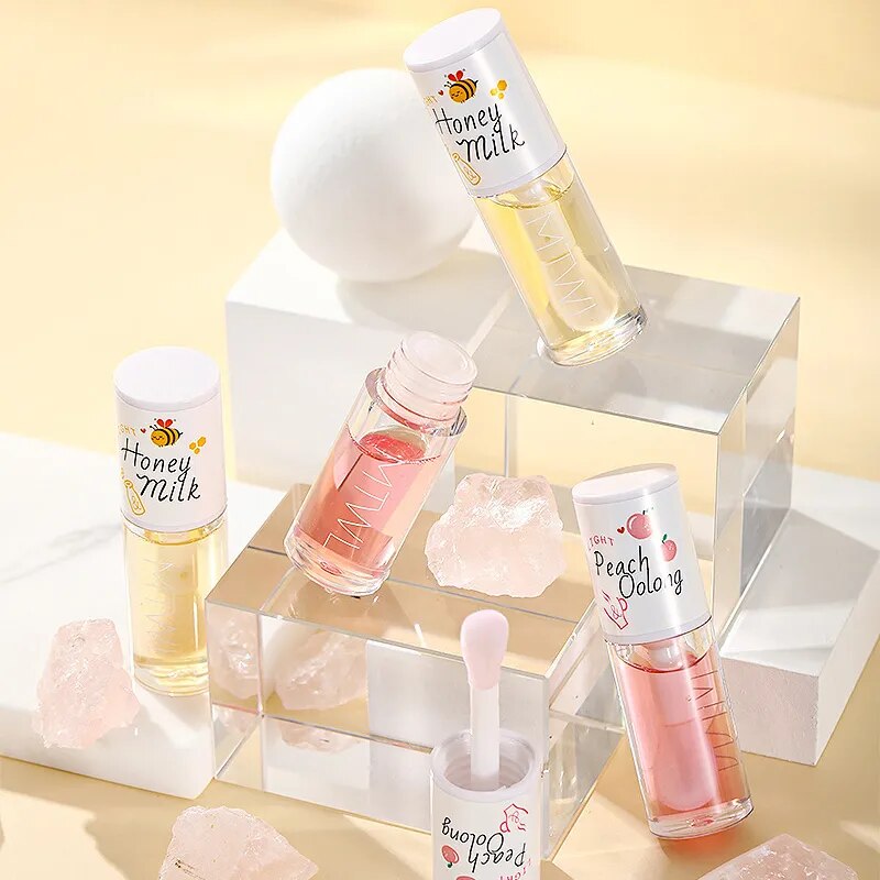 Kawaii Lip Gloss Peach Lip Oil Long Lasting Non-sticky Moisturizes  Lip Tint Lip Plumper Lip Care Serum Lip Care Cosmetic