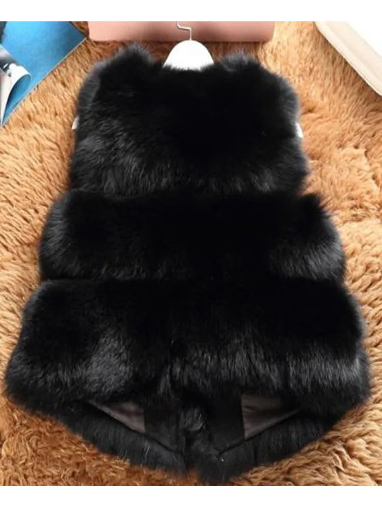 ZADORIN 3XL Autumn Winter Thick Warm Faux Fox Fur Vest Women High Quality Fashion V-Neck Short Fur Coat Female Fur Waistcoat