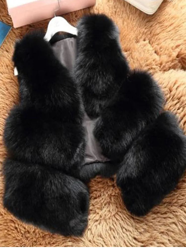 ZADORIN 3XL Autumn Winter Thick Warm Faux Fox Fur Vest Women High Quality Fashion V-Neck Short Fur Coat Female Fur Waistcoat