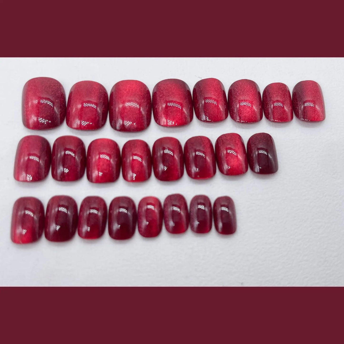 Wine Red Cat's Eye y2k Fake Nails With Designs Wearable Glitter False Nails Press on Square Nail Full Cover Artificial Nail Tips