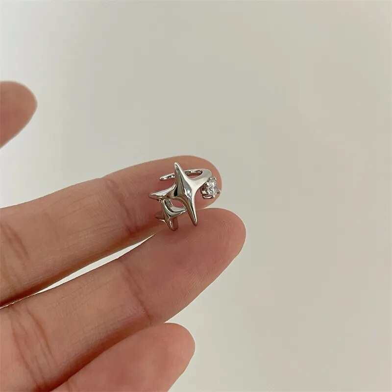 1Pc Irregular Cross Star Ear Clip No Piercing Earrings for Women Girls Fake Cartilage Ear Cuff Geometric Y2k Jewelry Accessories