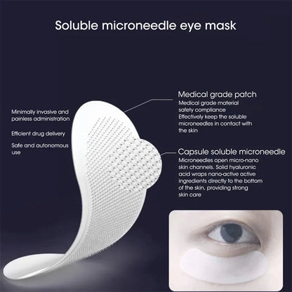 Hyaluronic Acid Microneedle Eye Patches Mask For Anti Wrinkle Aging Dark Circles Moisturizing Under Eye Gel Pads Skin Care