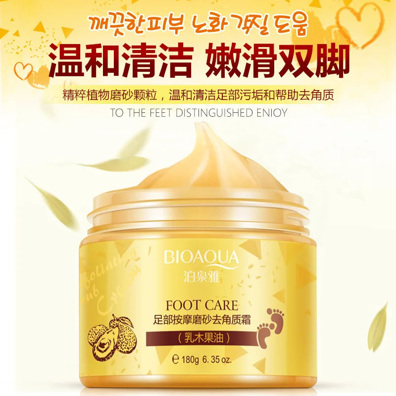 BIOAQUA 180g Foot Massage Scrub Exfoliating Cream Repai Rough Skin Whitening Smooth Moisturizing Anti Wrinkle Foot Care Cream