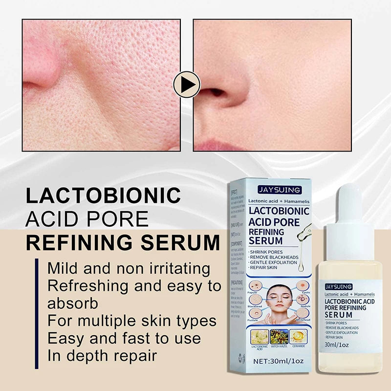 Lactobionic Acid Serum Shrink Pores Moisturizing Essence Liquid Facial  Purify Pore Treatment Beauty whitening cream Skin Care