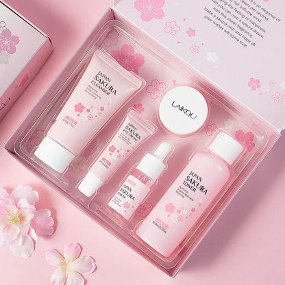 5-piece Gift Box Cherry Blossom Sakura Skin Care Set Collagen Eye Cream Serum Facial Cleanser Toner Facial Cream Beauty Makeup