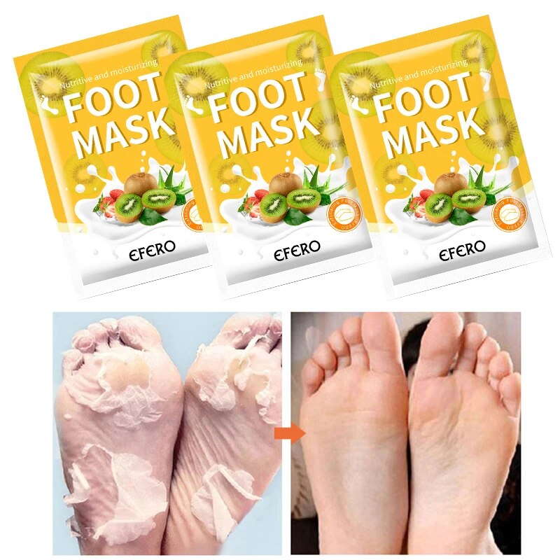 EFERO 6/8pack Exfoliating Foot Mask Pedicure Socks Foot Patch Whitening Foot Mask Peel Feet Mask for Legs Peeling Dead Skin